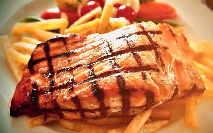 salmon steak at Jatra hotel (by rchia712)